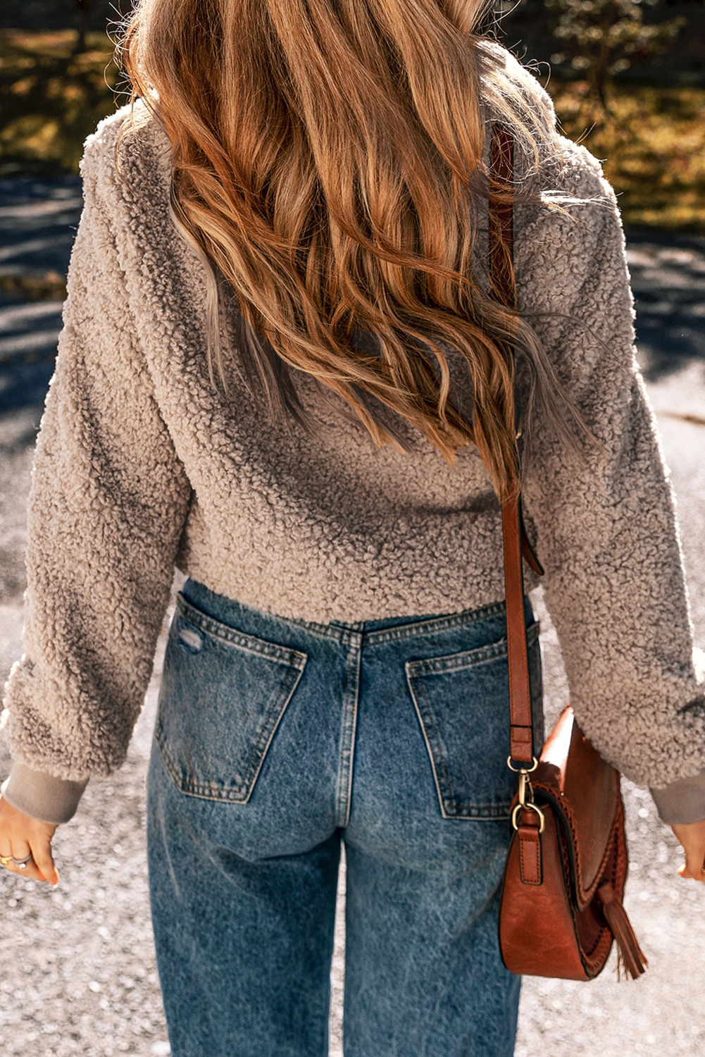Light French Beige Zipper Pocketed Winter Fuzzy Jacket - loveforevers