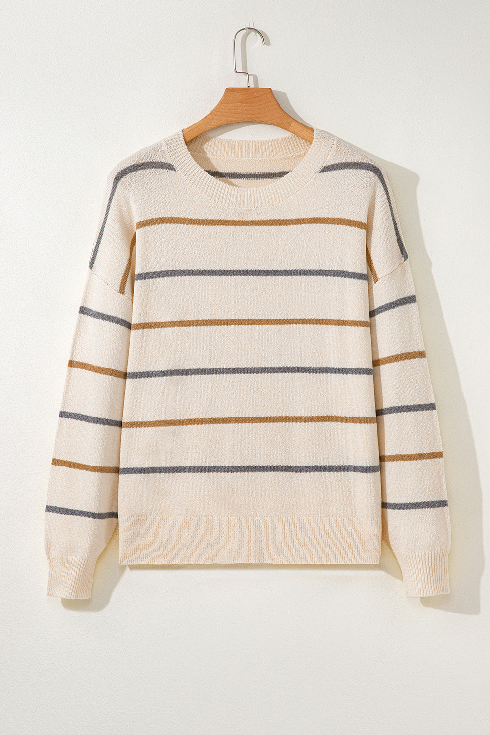 Multicolour Striped Buttoned Front V Neck Drop Shoulder Cardigan Sweater - loveforevers