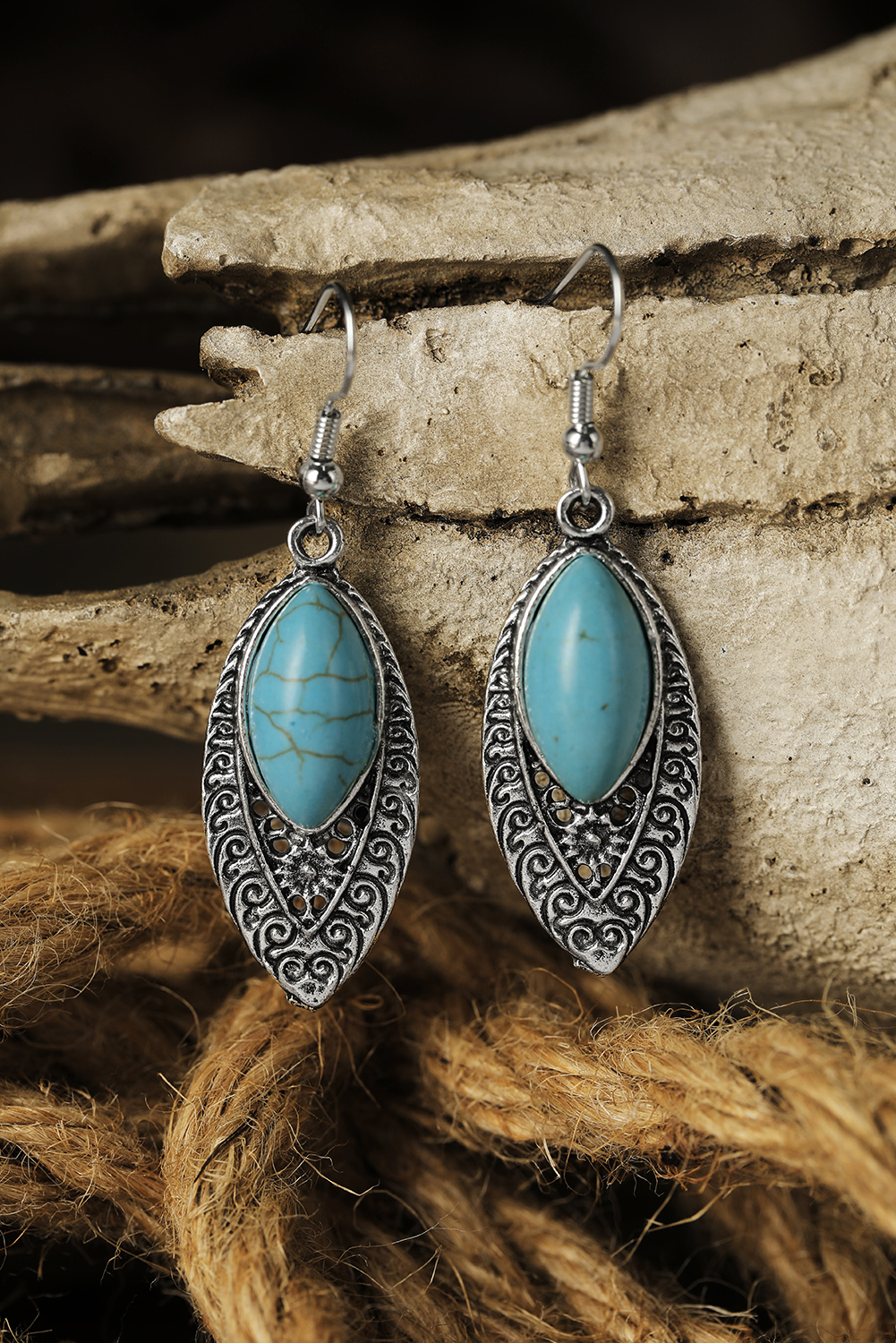 Silver Vintage Turquoise Boho Arabesque Earring - loveforevers
