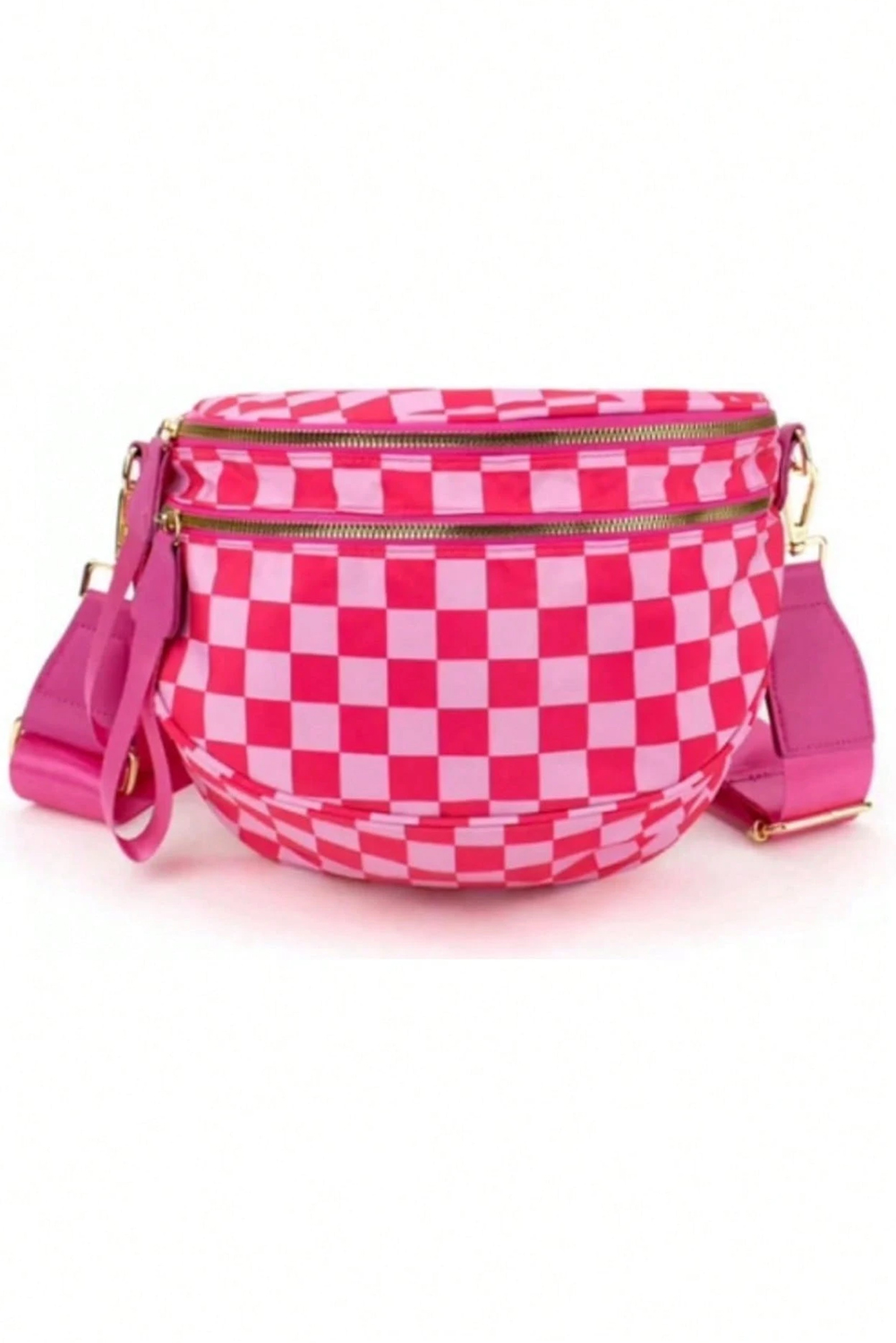 Jungle Green Double Zip Crescent Shape Adjustable Sling Bag - loveforevers