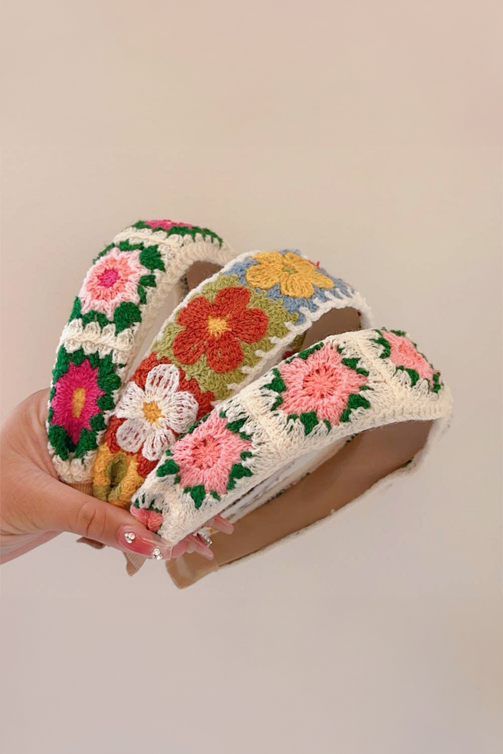 White Boho Flower Crochet Cloth Wide Headband - loveforevers