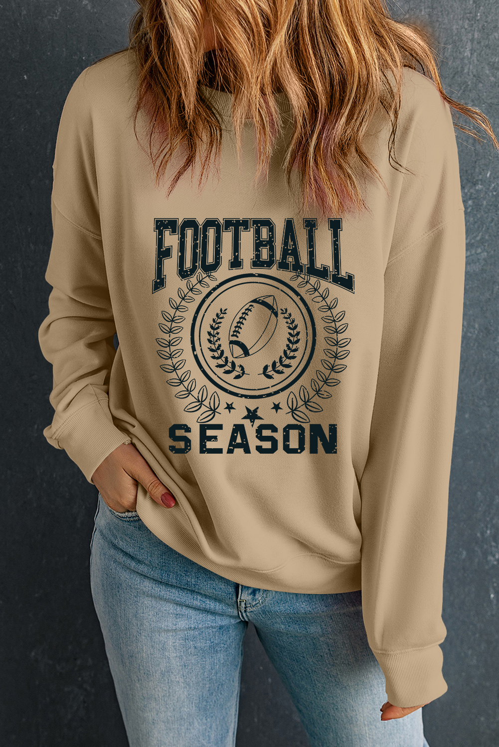 Khaki Rugby FOOTBALL SEASON Graphic Game Day Sweatshirt - loveforevers