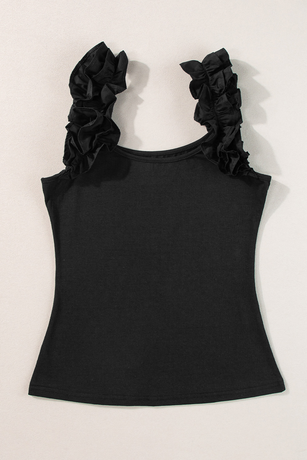 Mint Green Ruffled Wide Straps Slim Tank Top - loveforevers