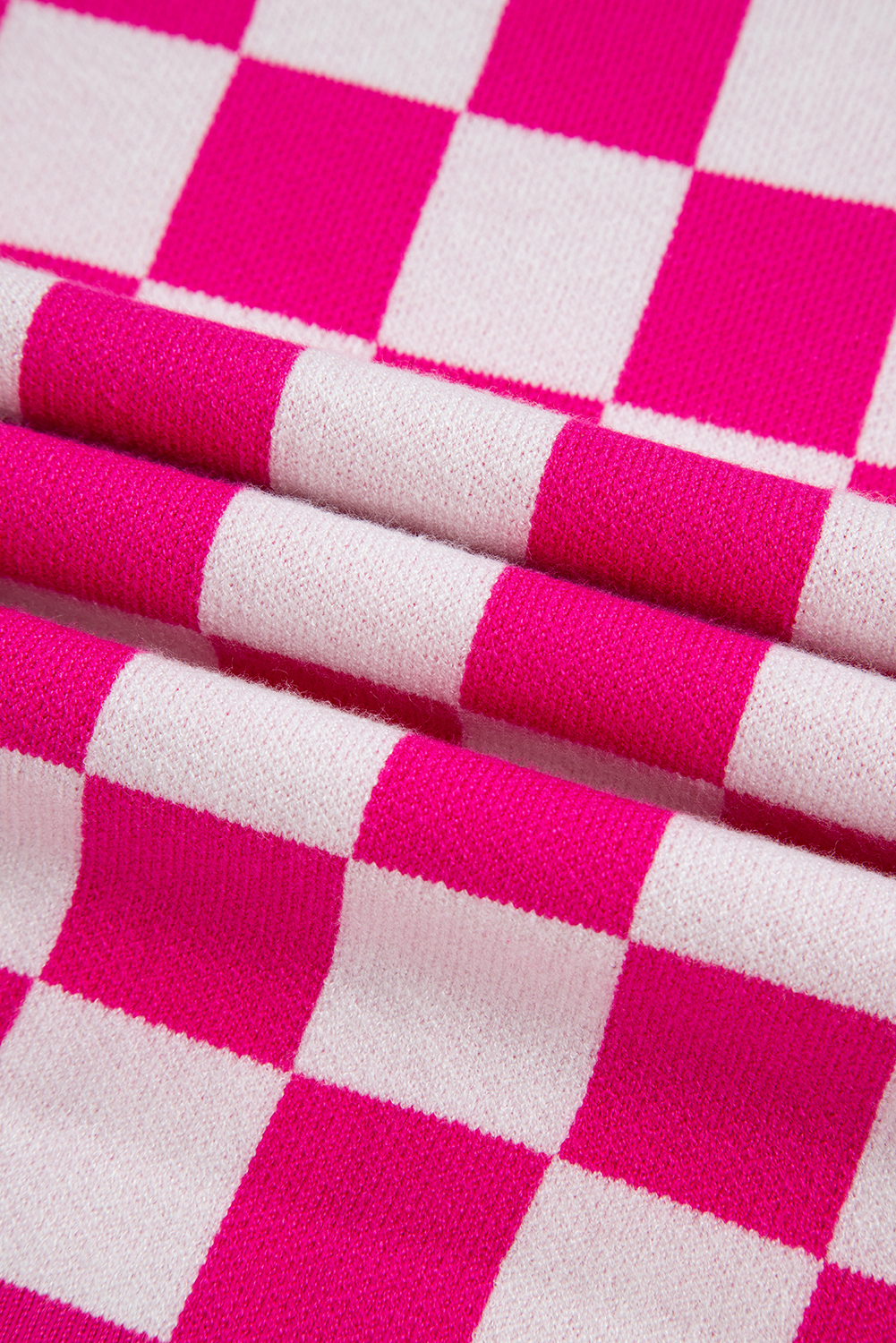 Rose Check Pattern Cap Sleeve Knitted Sweater - loveforevers