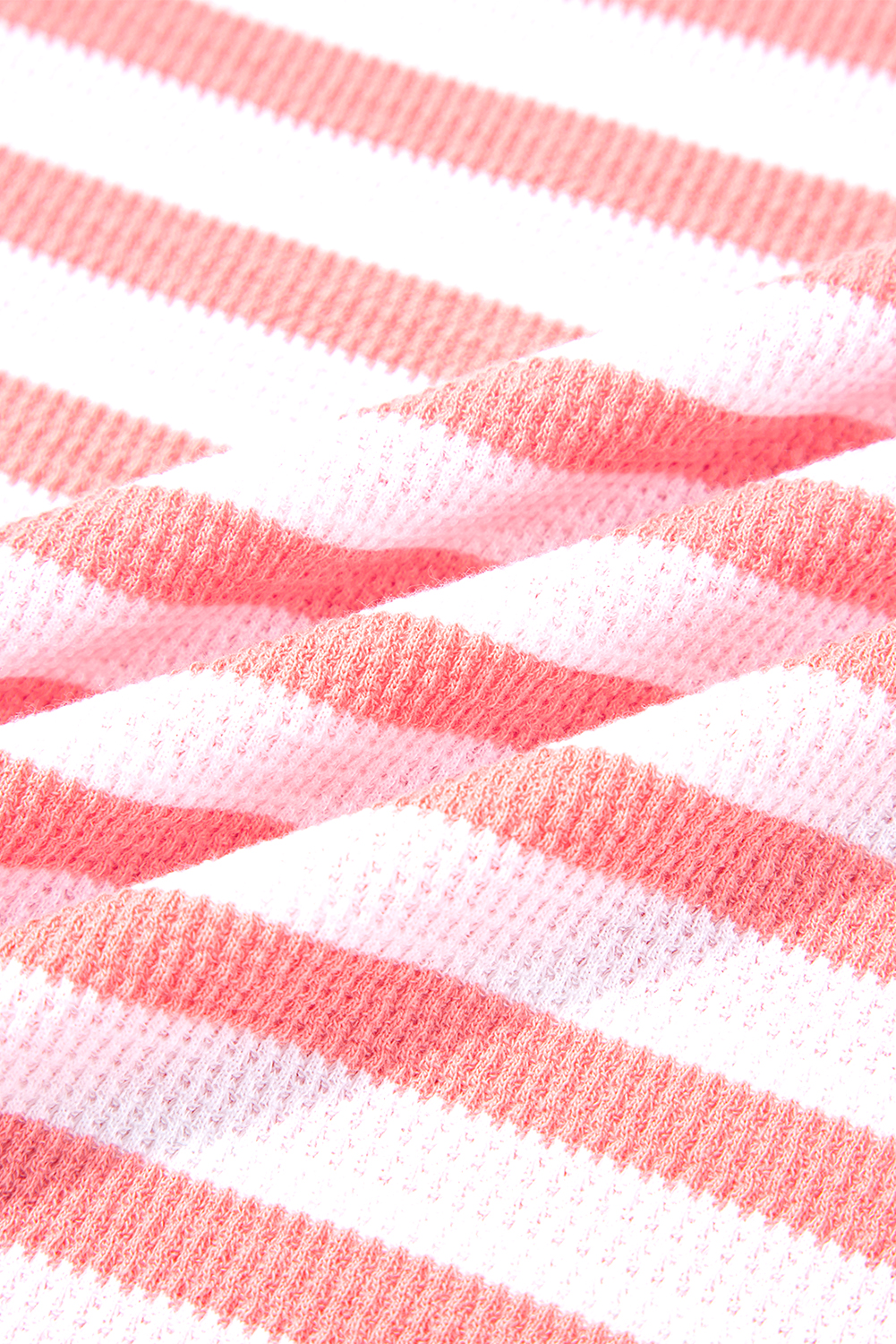 Pink Stripe Textured Contrast Dropped Long Sleeve Top - loveforevers