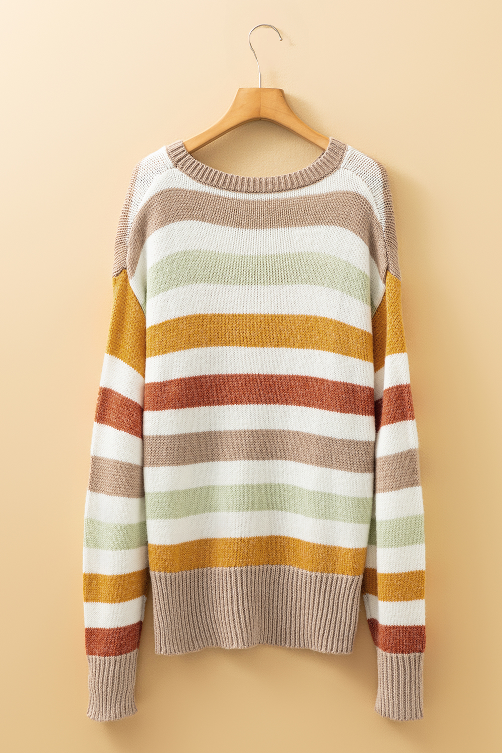 Multicolour Stripe Drop Shoulder Crew Neck Sweater - loveforevers