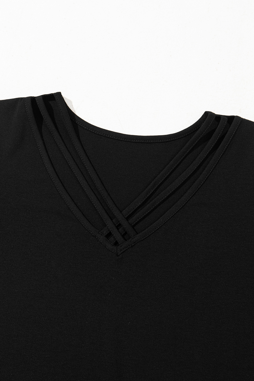 Black Crisscross V Neck Butterfly Sleeve T Shirt - loveforevers
