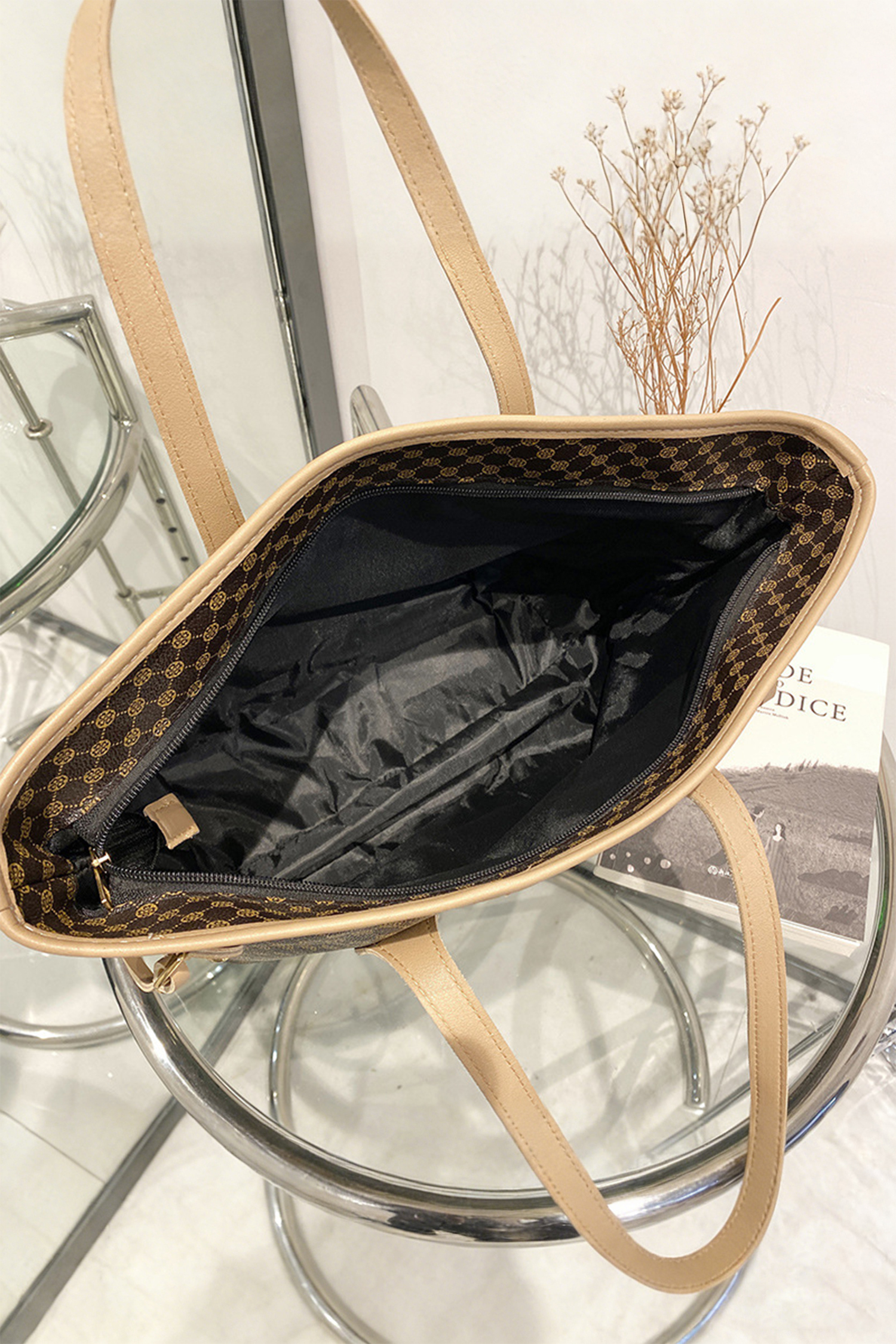 Coffee Luxury Fashion Print PU Leather Versatile One Shoulder Tote Bag - loveforevers
