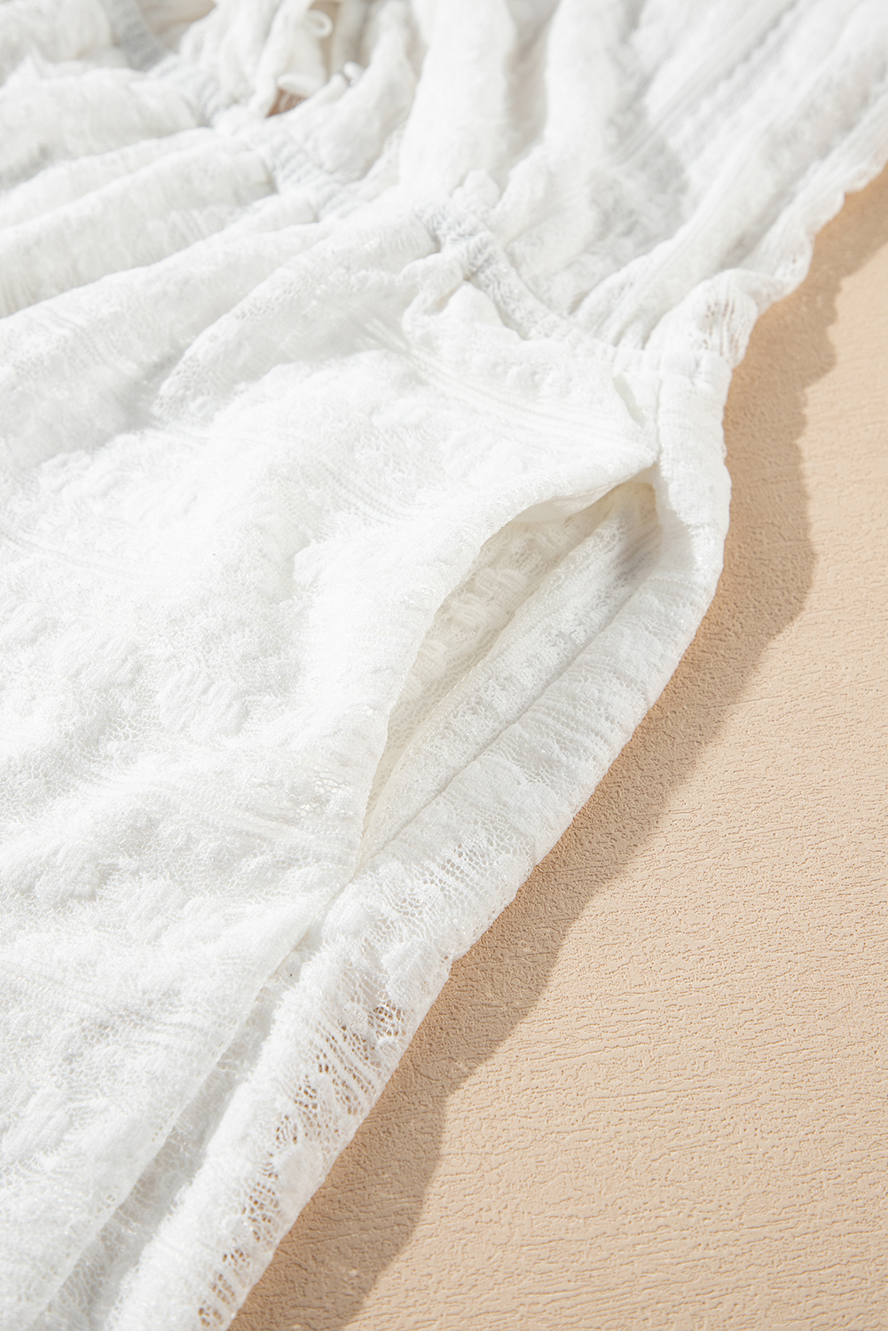 White Lace Spaghetti Strap V Neck Loose Fit Romper - loveforevers