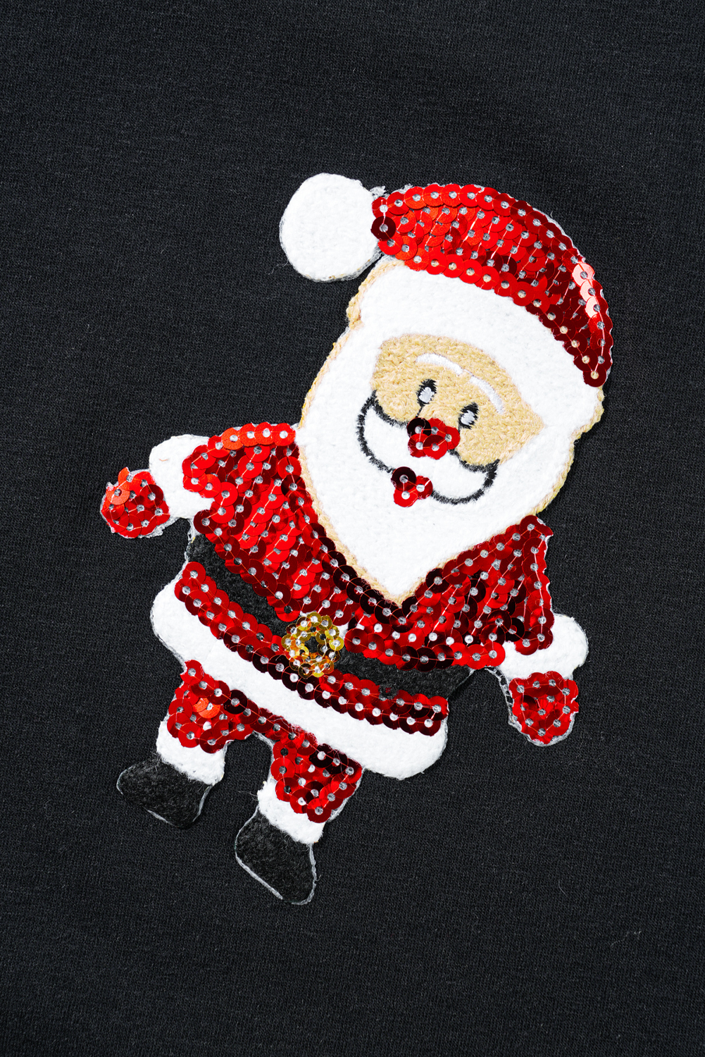 Black Sequin Christmas Essentials Graphic Crewneck T Shirt - loveforevers