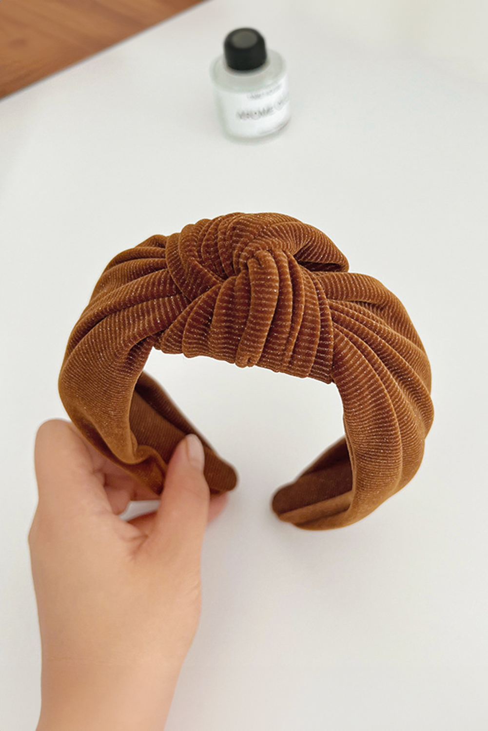 Chestnut Knotted Ribbed Wide Headband - loveforevers