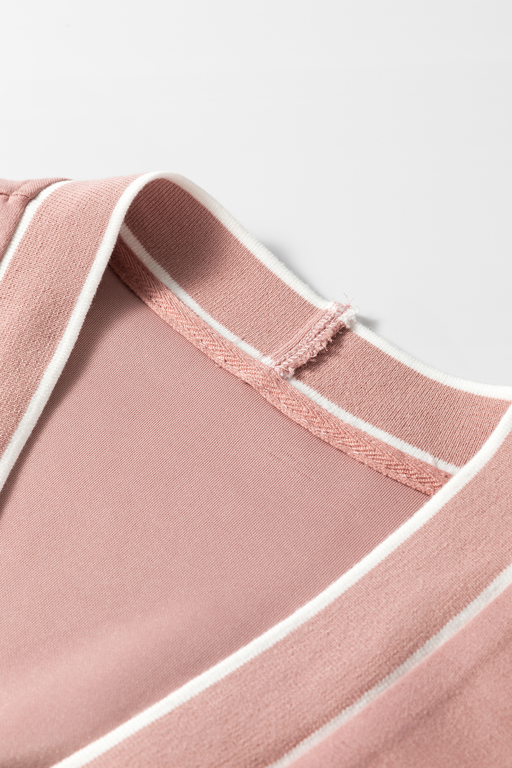 Pink Stripe Contrast Trim V Neck Buttoned Front Pocketed Knit Cardigan - loveforevers