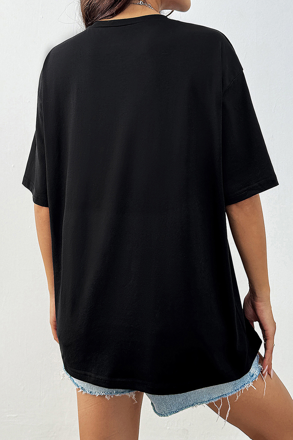 Black Shiny Bow Loose T Shirt - loveforevers