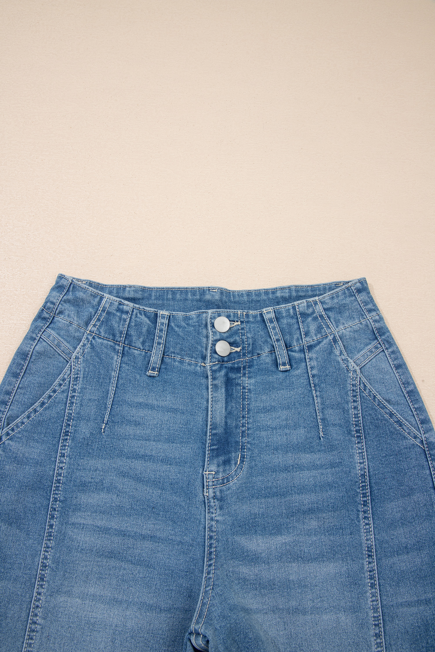 Sky Blue Medium Wash Cuffed Barrel Jeans - loveforevers