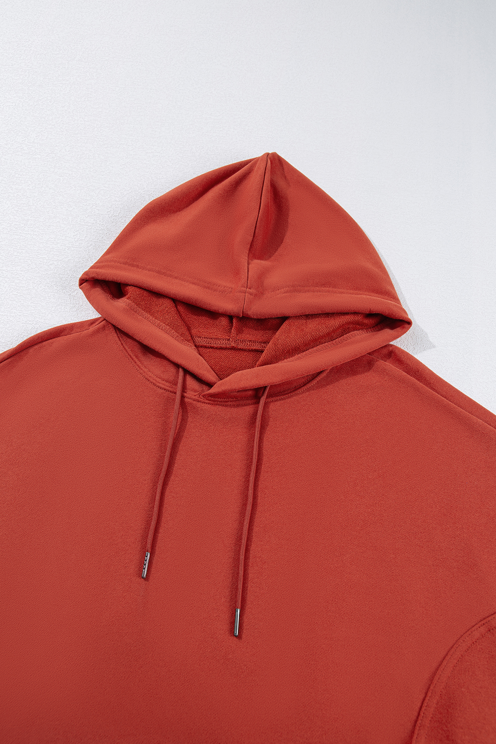 Red Clay Drop Shoulder Pocketed Baggy Drawstring Hoodie - loveforevers
