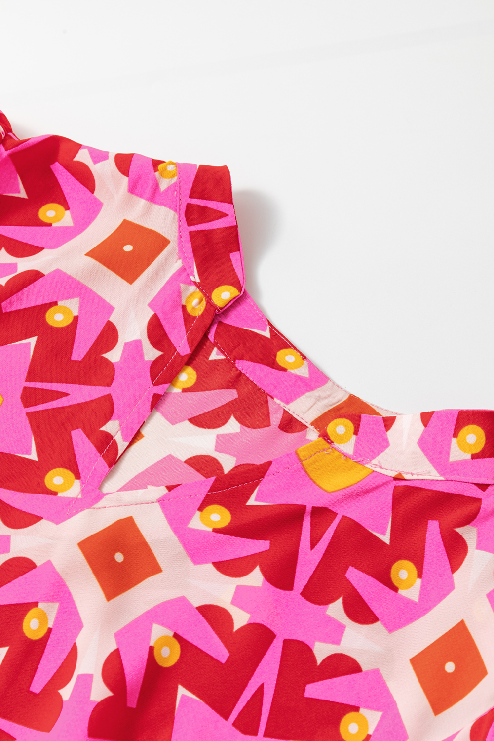 Strawberry Pink Geo Print V-neck Maxi Dress - loveforevers