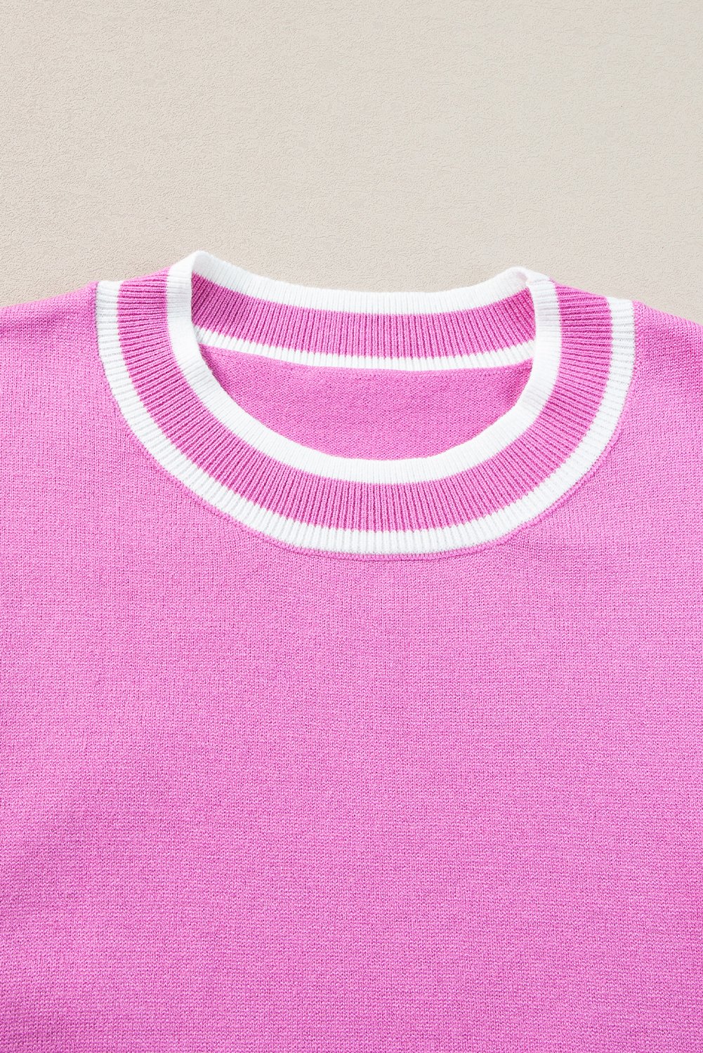 Bonbon Edge Piping Ruffled Sleeve Round Neck Knit Top - loveforevers