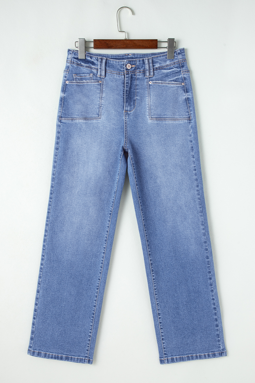 Dusk Blue Loose Straight Leg Cropped High Waist Jeans - loveforevers