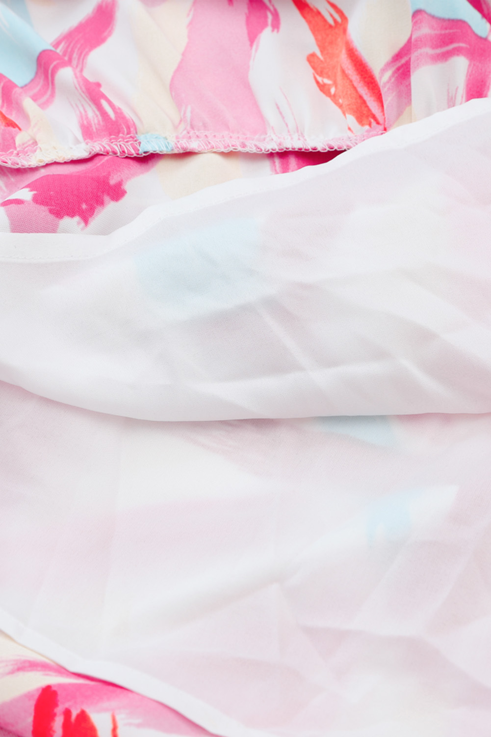 Pink Brush Stroke Printed Smocked Ruffle Tiered Dress - loveforevers