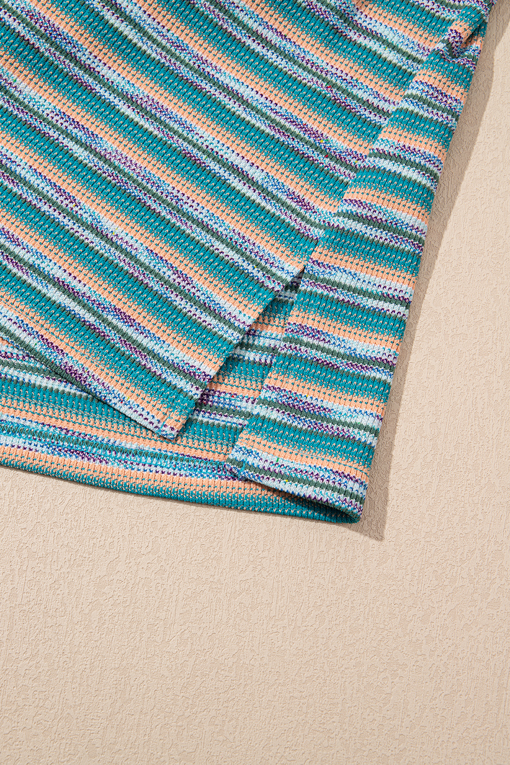 Multicolour Striped Wide Sleeve Loose T Shirt - loveforevers