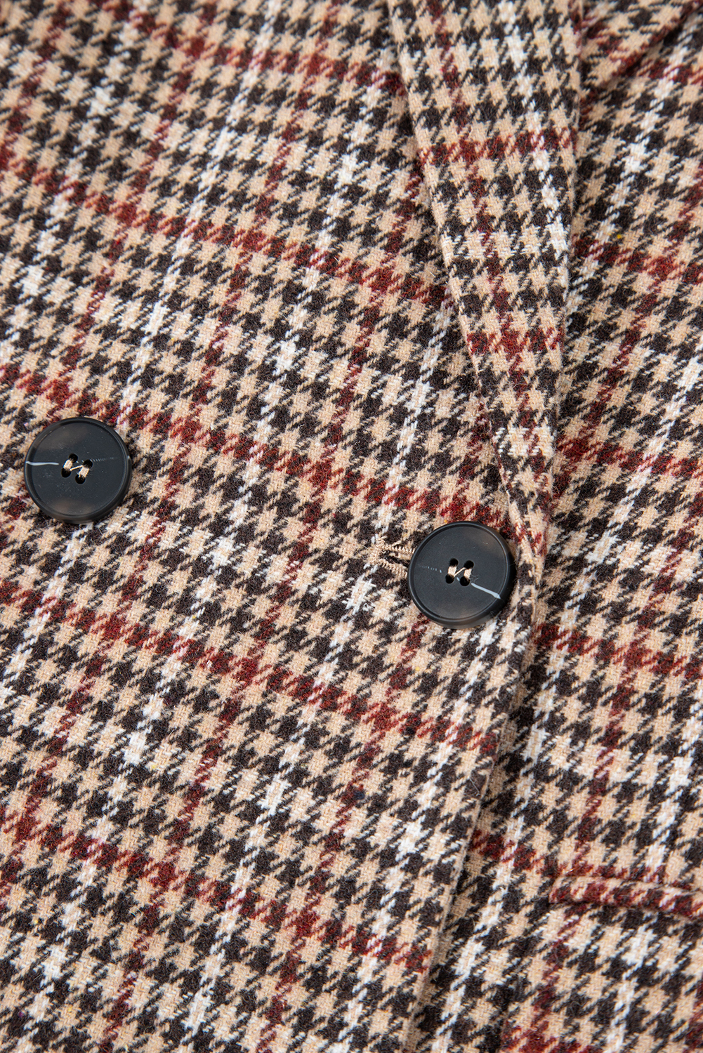 Brown Houndstooth Lapel Collar Blazer - loveforevers