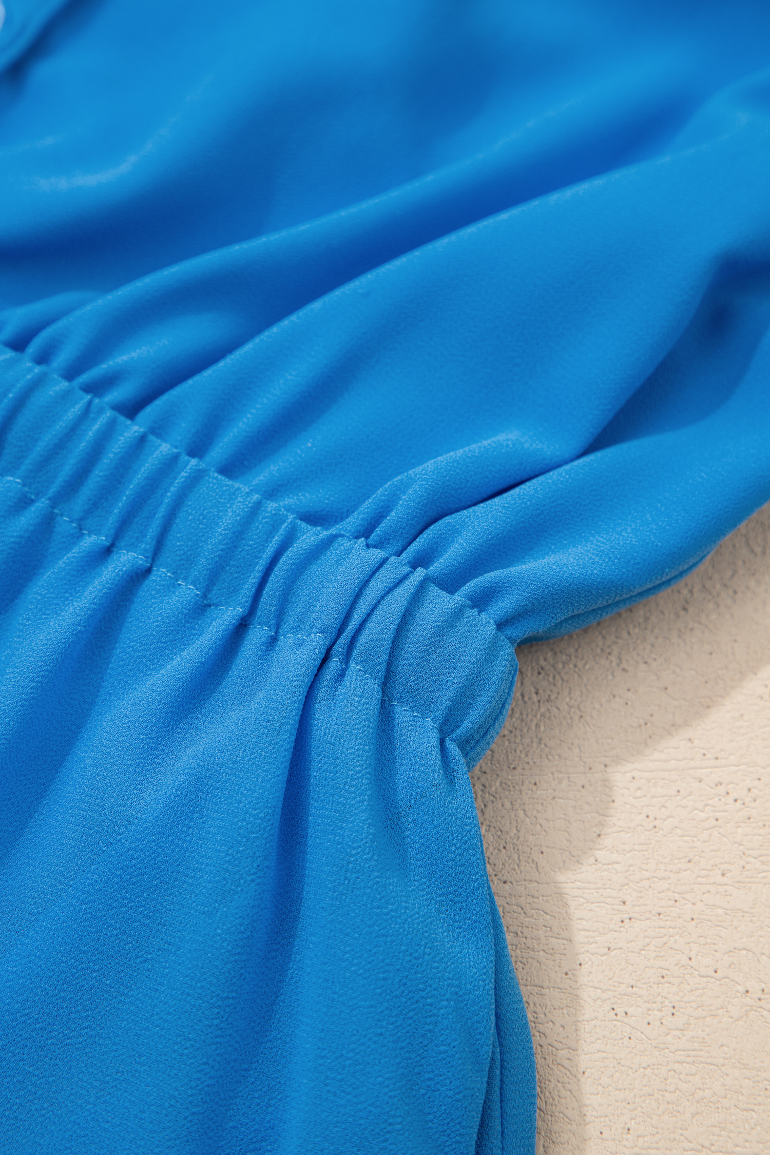 Blue Half Buttons Collared Elastic Waist Sleeveless Shirt Dress - loveforevers