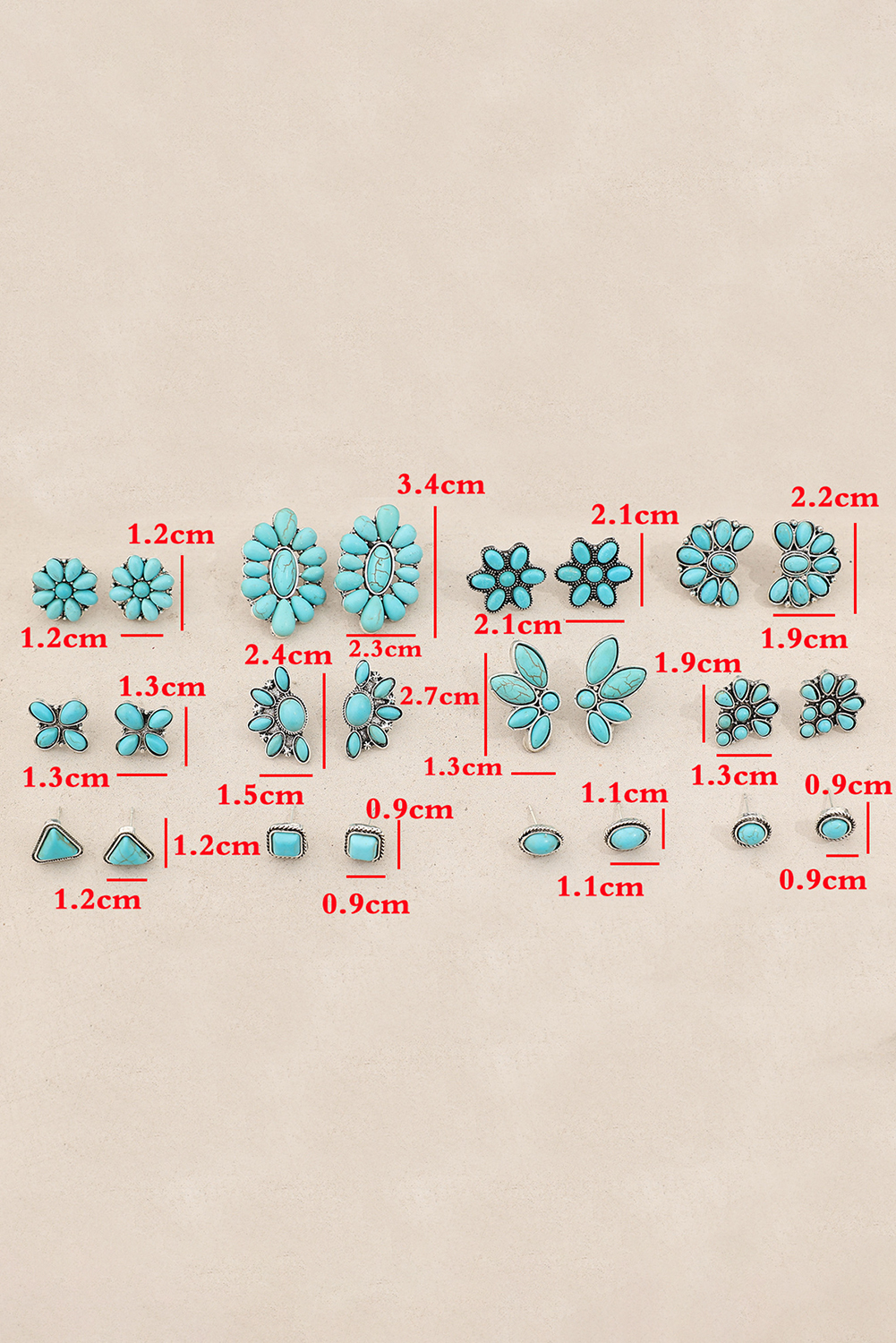 Turquoise Inlay Boho Stud Earrings Set - loveforevers