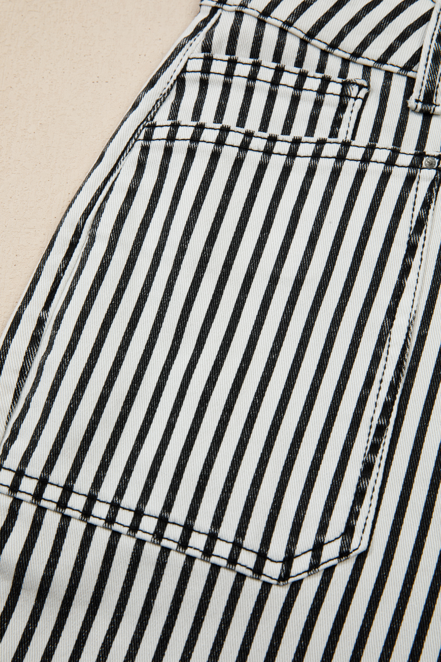 Black Stripe Patch Pocket High Waist Shift Denim Jeans - loveforevers