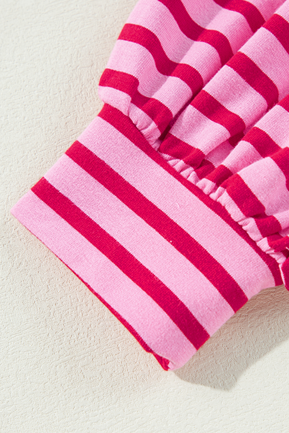 Sachet Pink Striped Print Crew Neck Drop Shoulder Sweatshirt - loveforevers