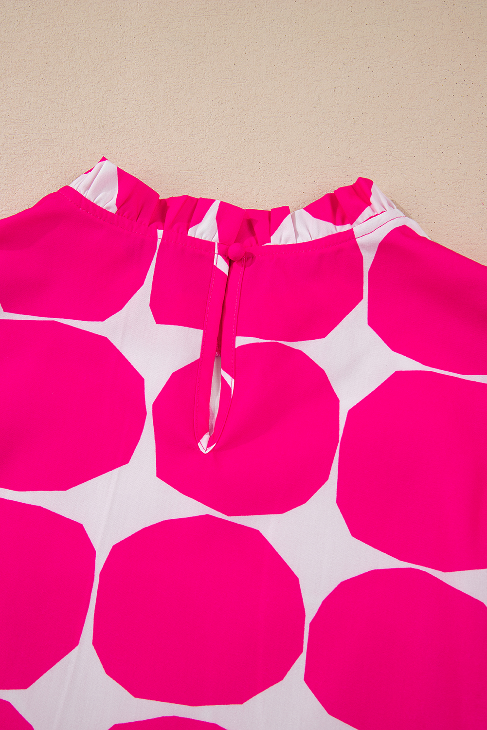 Rose Bubblegum Pattern Frilled Collar Flutter Sleeve Top - loveforevers