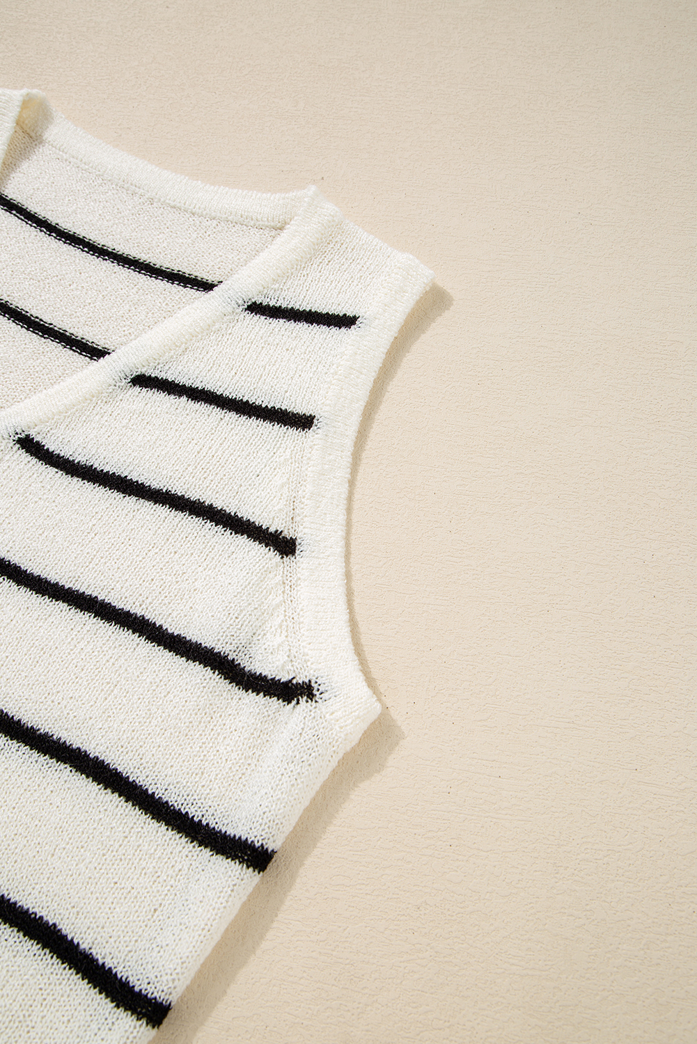 Black Stripe Buttoned V Neck Slim Fit Sweater Vest - loveforevers