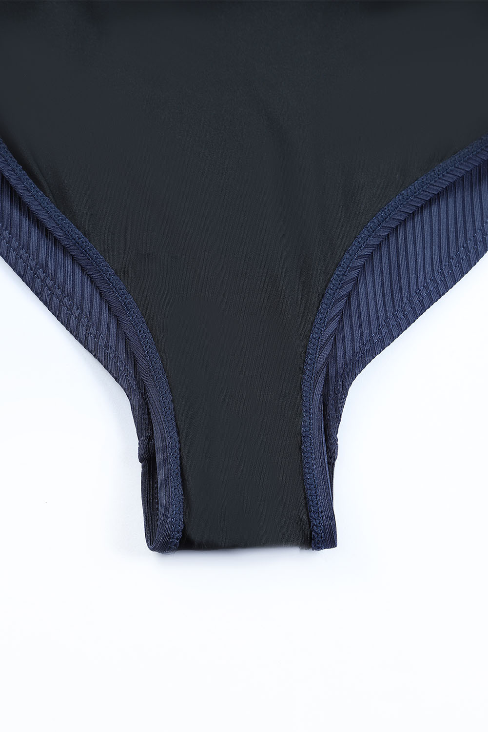 Blue Adjustable Straps Ribbed Knit One Piece Swimsuit - loveforevers