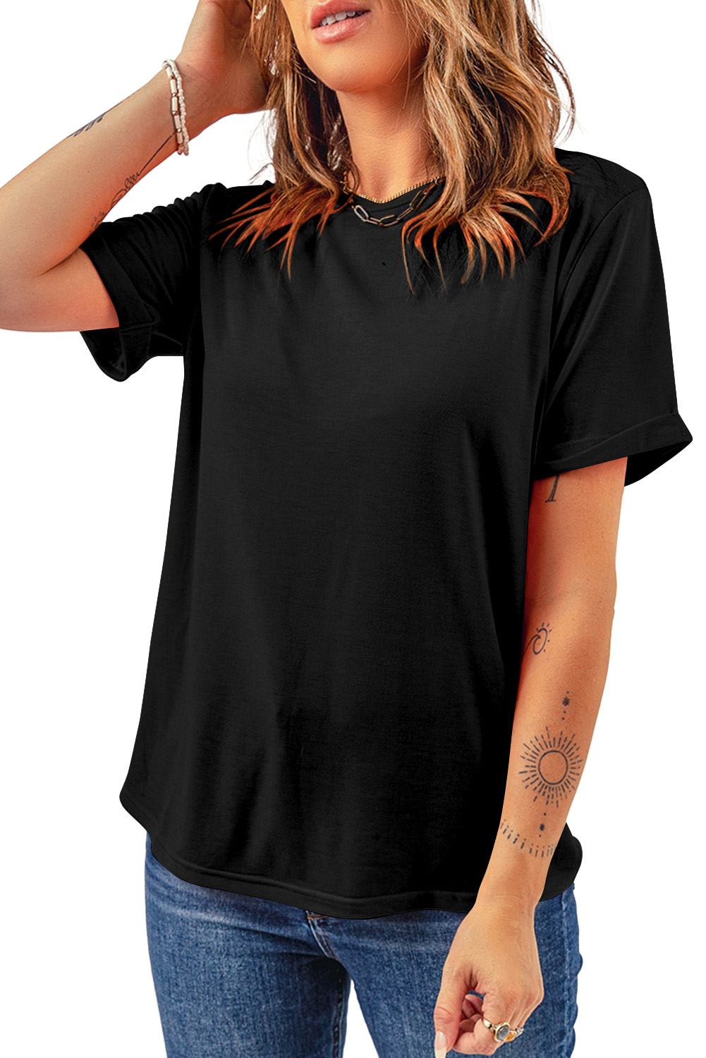 Khaki Casual Plain Crew Neck Tee - loveforevers