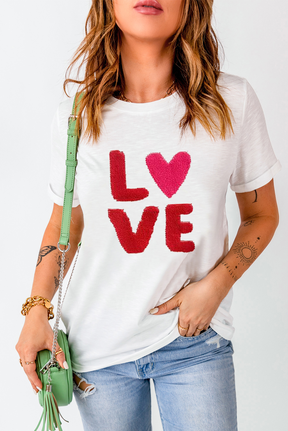 White Heart LOVE Graphic Valentines T Shirt - loveforevers