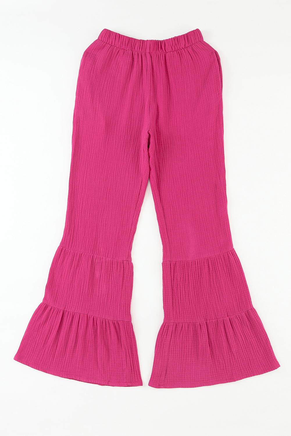 Rose Textured High Waist Ruffled Bell Bottom Pants - loveforevers
