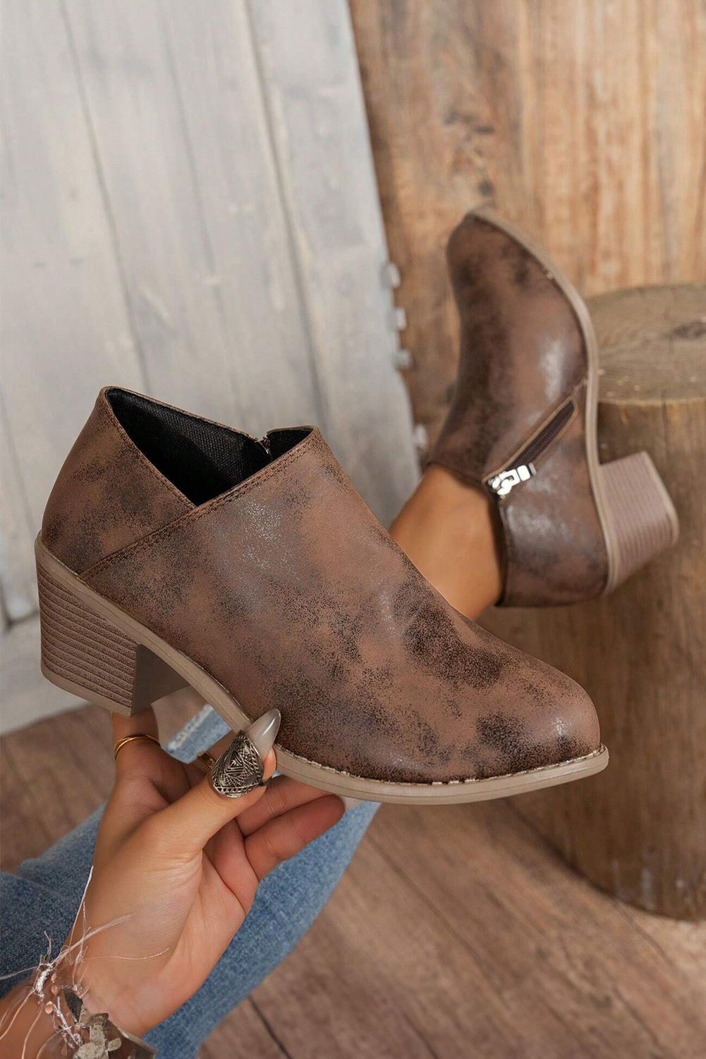 Philippine Gray Tulip Opening Suede Ankle Boots - loveforevers