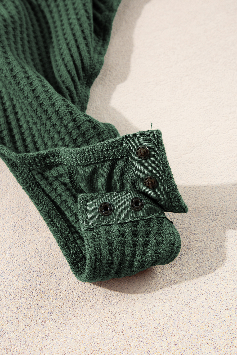 Blackish Green Waffle Knit Slim Fit Wrap V Neck Bodysuit - loveforevers