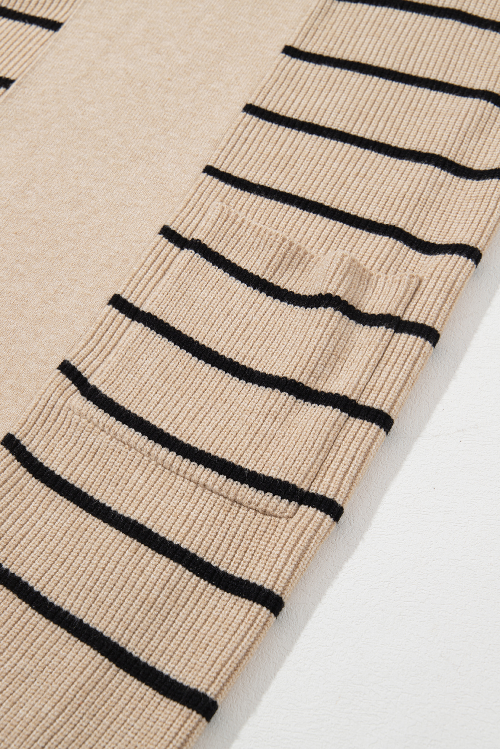 Black Stripe Shawl Neckline Open Cardigan with Pockets - loveforevers