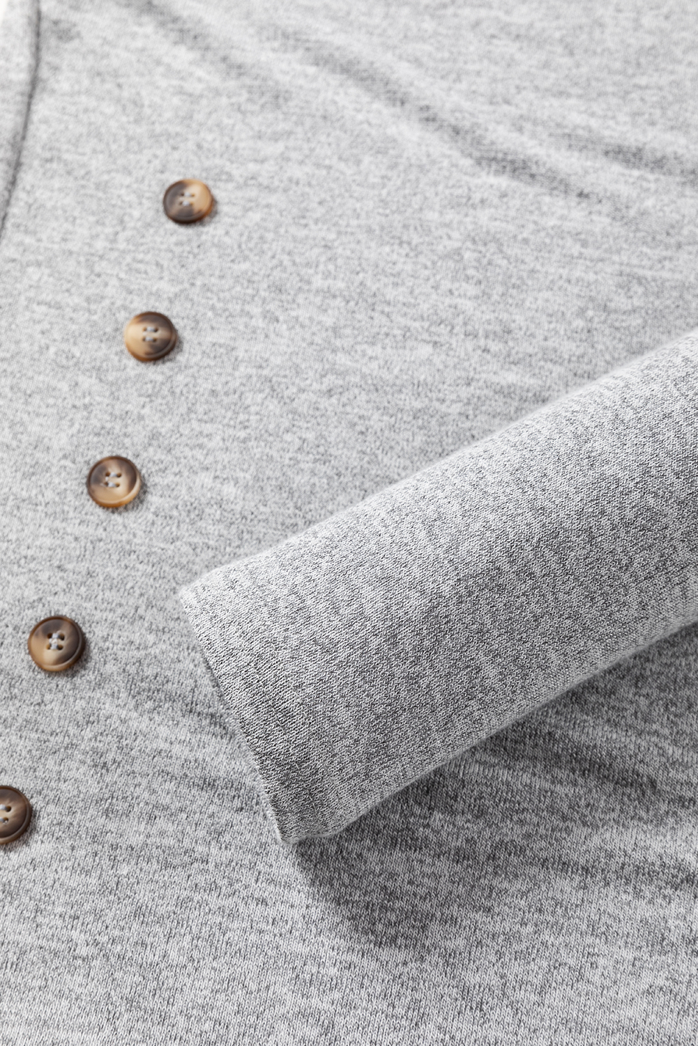 Gray Side Buttons Crew Neck Knit Top - loveforevers