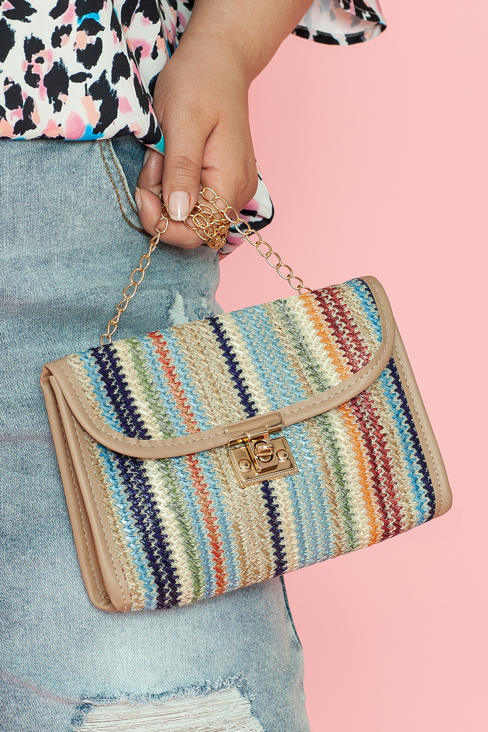 Iceland Blue Striped Crochet Flapped Single Shoulder Bag - loveforevers