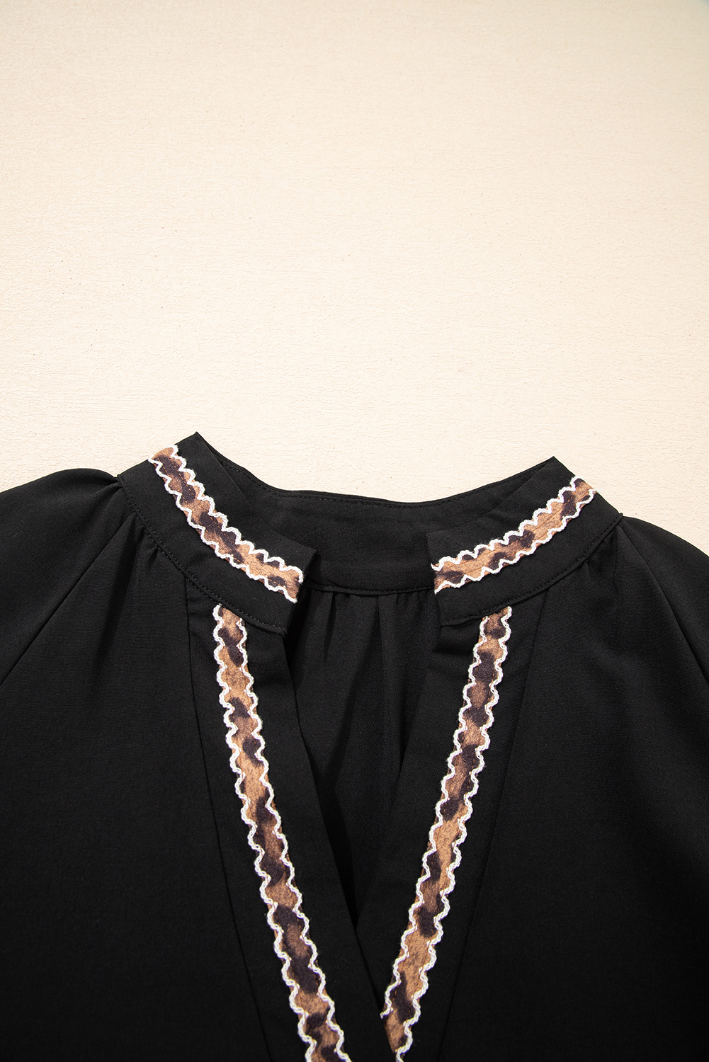 Black Contrast Trim V Neck Bracelet Sleeve Shift Mini Dress - loveforevers