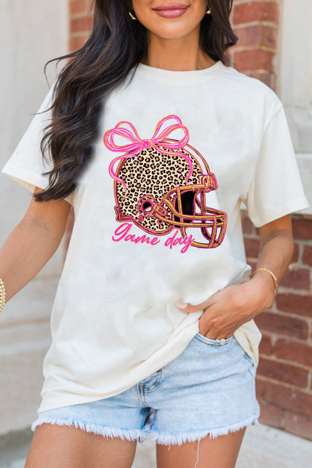 White Leopard Game Day Helmet Customized Graphic Tee - loveforevers
