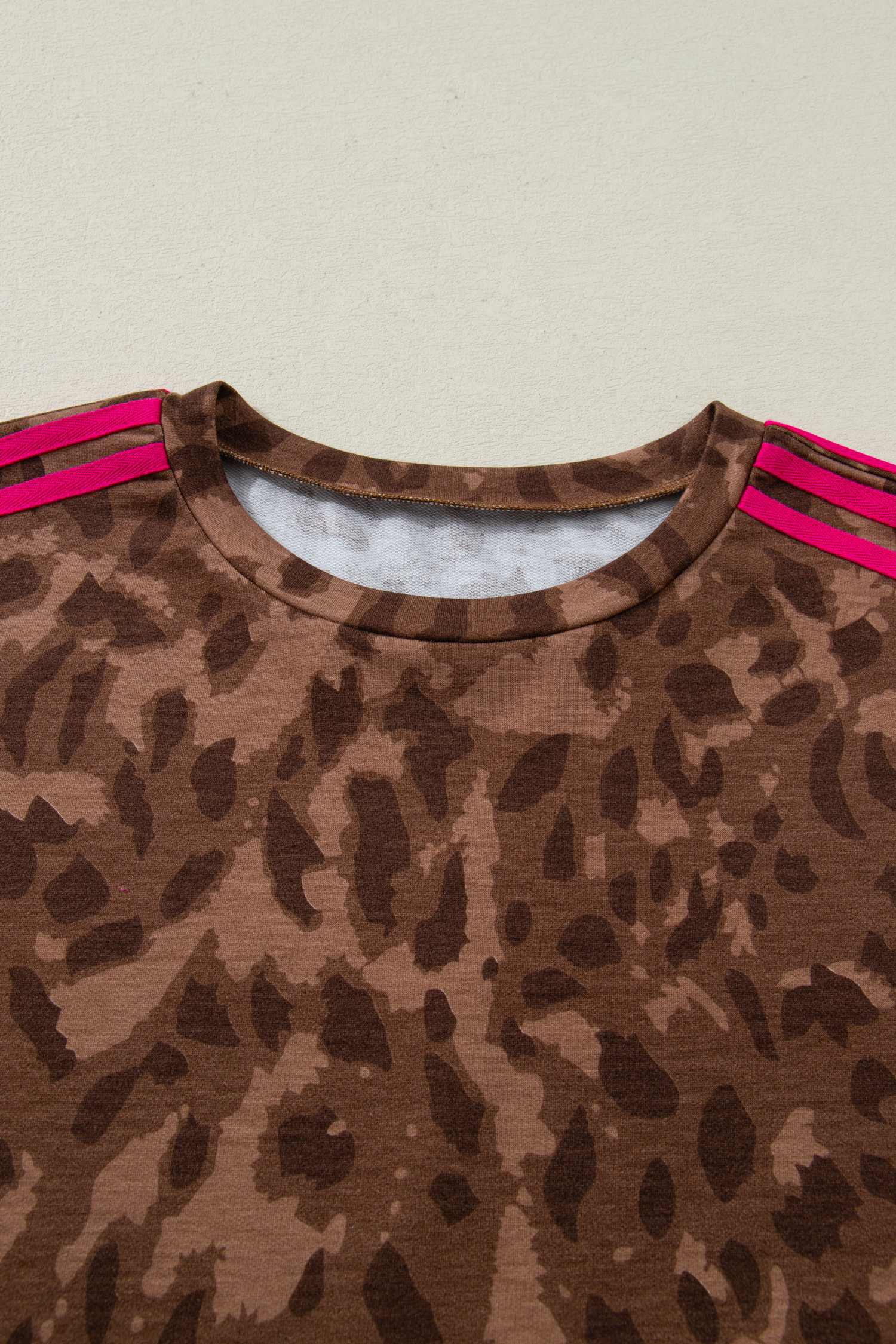 Brown Leopard Loose Tee Drawstring Waist Barrel Pants Set - loveforevers