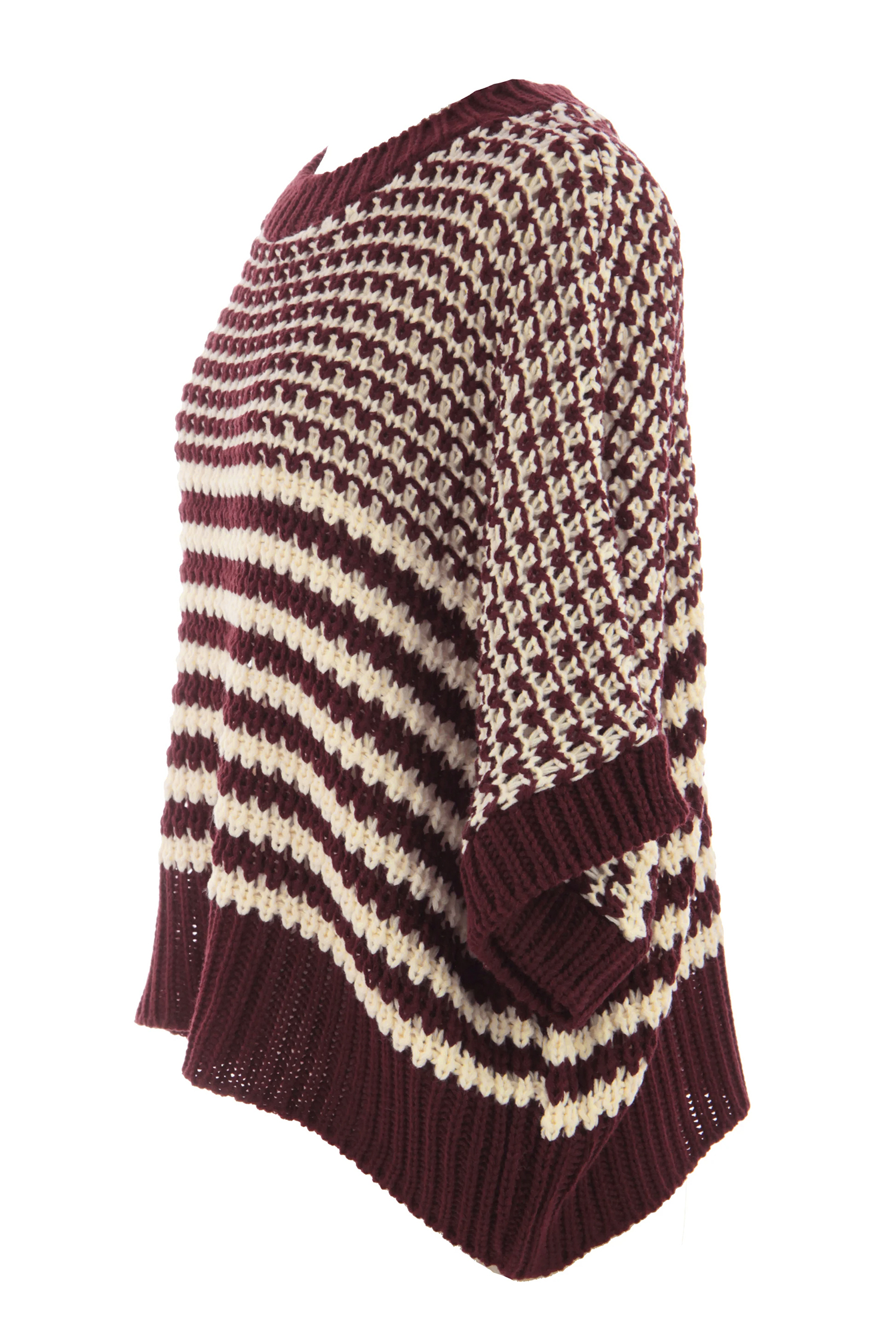 Black Stripe 3/4 Draped Sleeve Slouchy Sweater - loveforevers