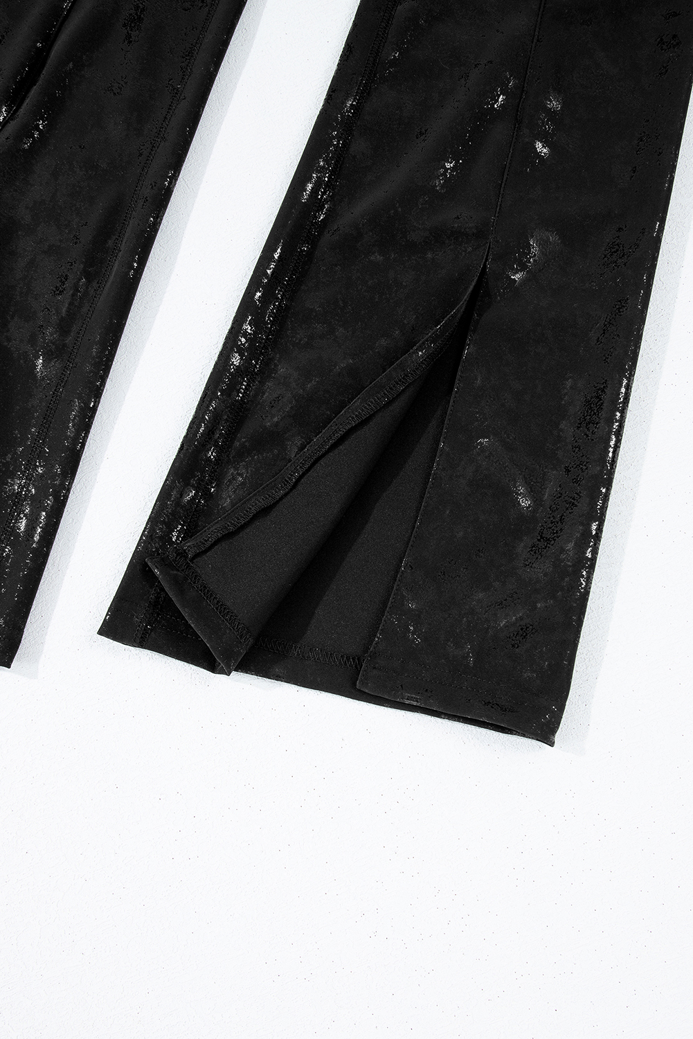 Black Faux Leather Splits High Waist Leggings - loveforevers