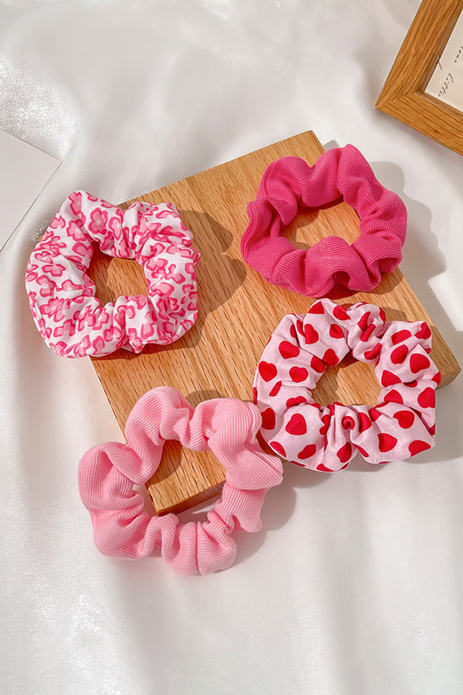 Fiery Red Valentines Day Sweet Heart Printed Scrunchie Hair Tie - loveforevers