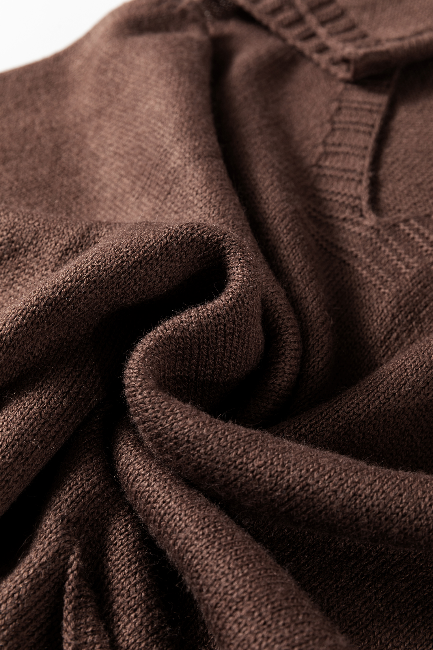 Dark Brown Ribbed Deep V Neckline Front Pocketed Loose Tunic Sweater Vest - loveforevers