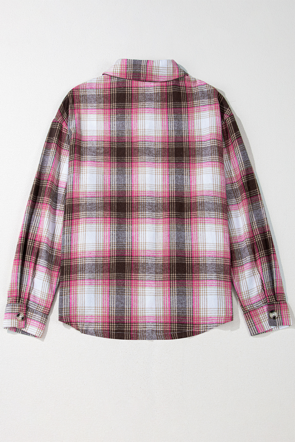 Pink Plaid Flap Pocket Button Up Shacket - loveforevers