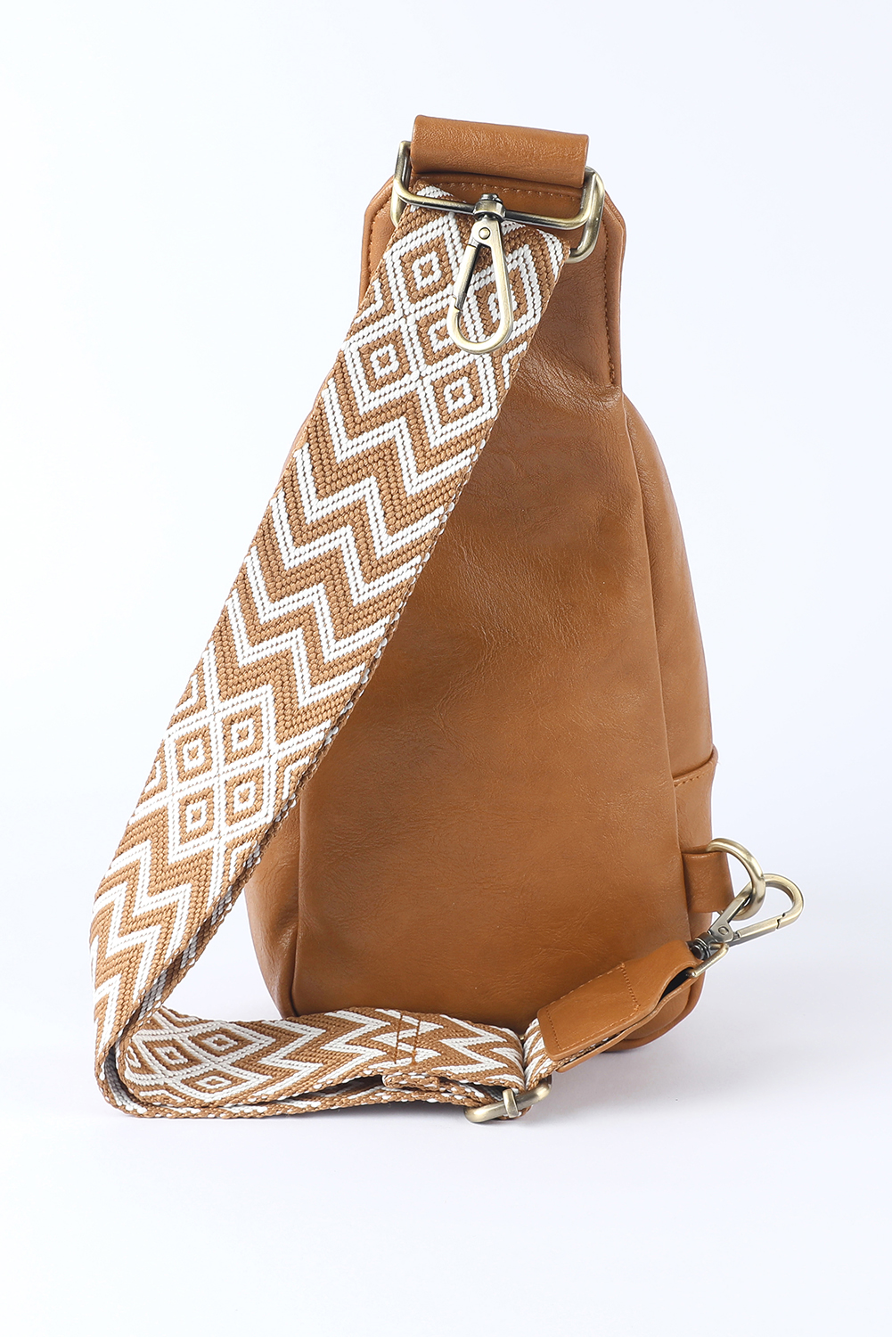 Brown Faux Leather Zipped Crossbody Chest Bag - loveforevers