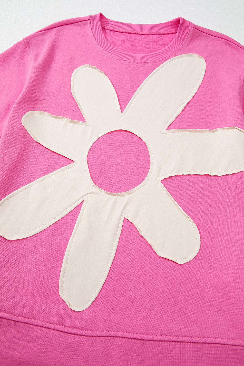 Sachet Pink Contrast Flower Drop Shoulder Loose T Shirt - loveforevers
